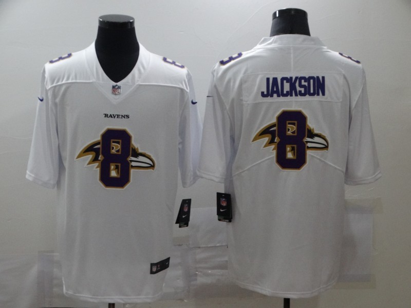 Men's Baltimore Ravens Lamar Jackson #8 White Alternate Jersey